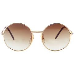 Retro Cartier Round Sunglasses with Lapis Accent