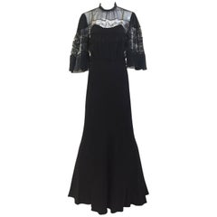 1930s Black crepe dress 