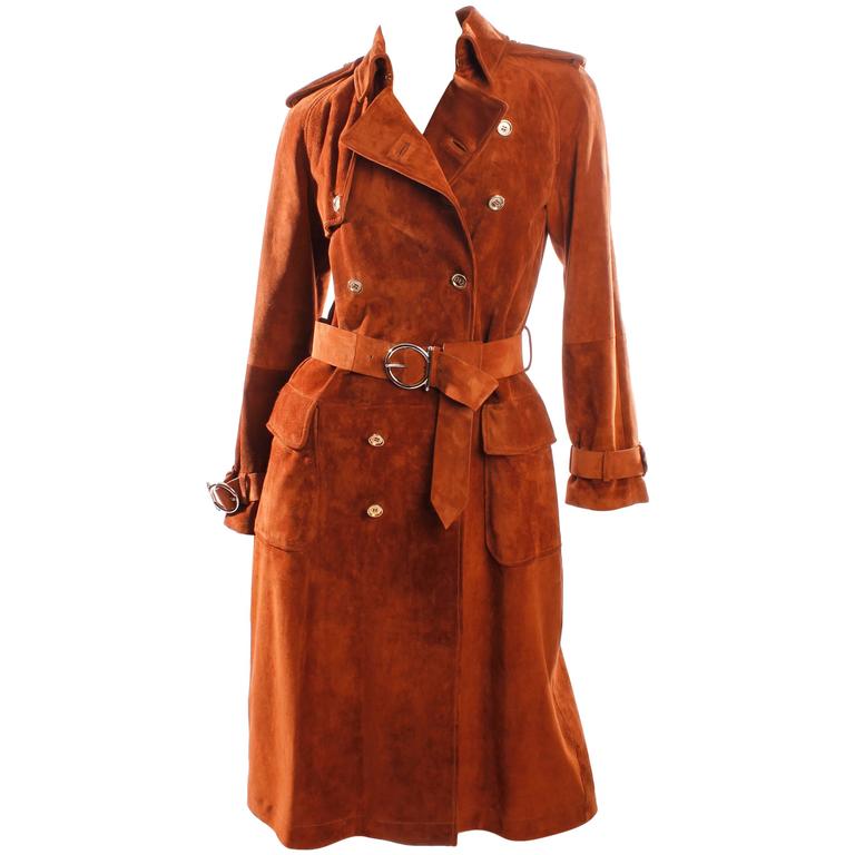 Salvatore Ferragamo Suede Trench Coat - brown at 1stDibs | salvatore ...