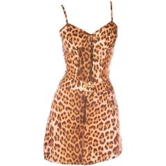 Jean Paul Gaultier Leopard Print Bustier and Skirt Set