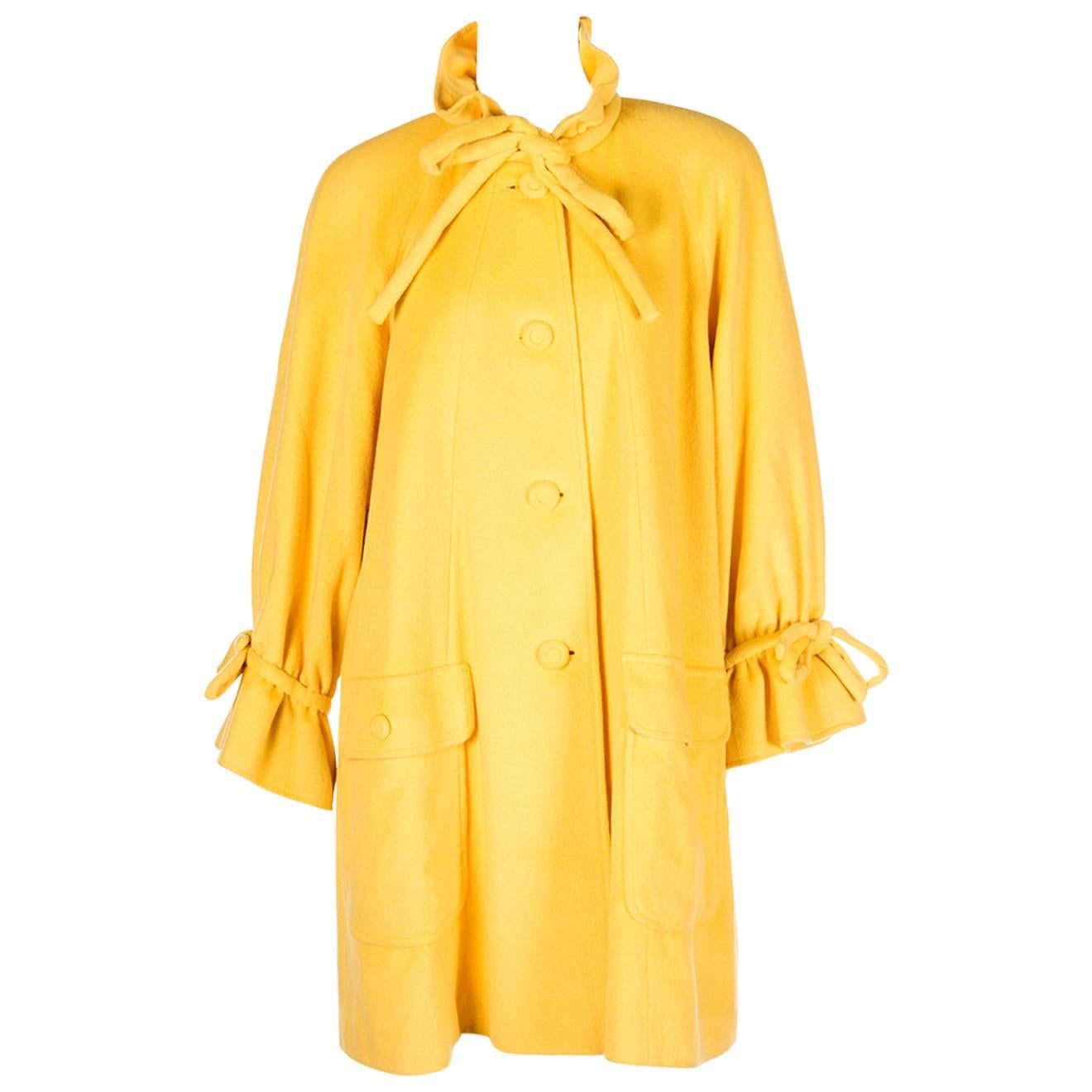 Karl Lagerfeld Bold Yellow Trapeze Coat For Sale