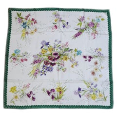 Hermes 1961 Print Silk Carré Scarf "Fleurs et Galons" by Madame La Torre 