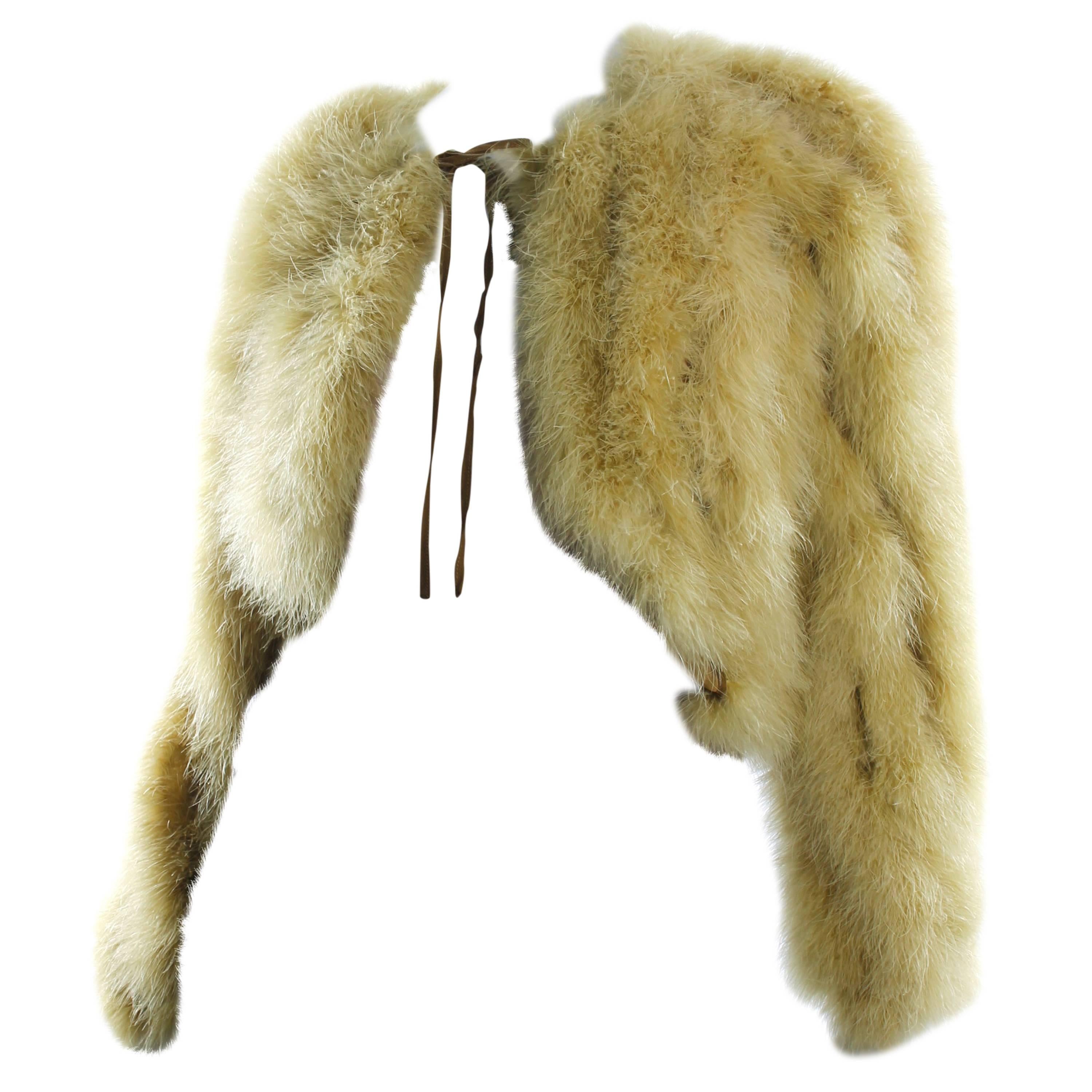 Jean Paul Gaultier Ostrich Feather Fur Coat - lime green For Sale