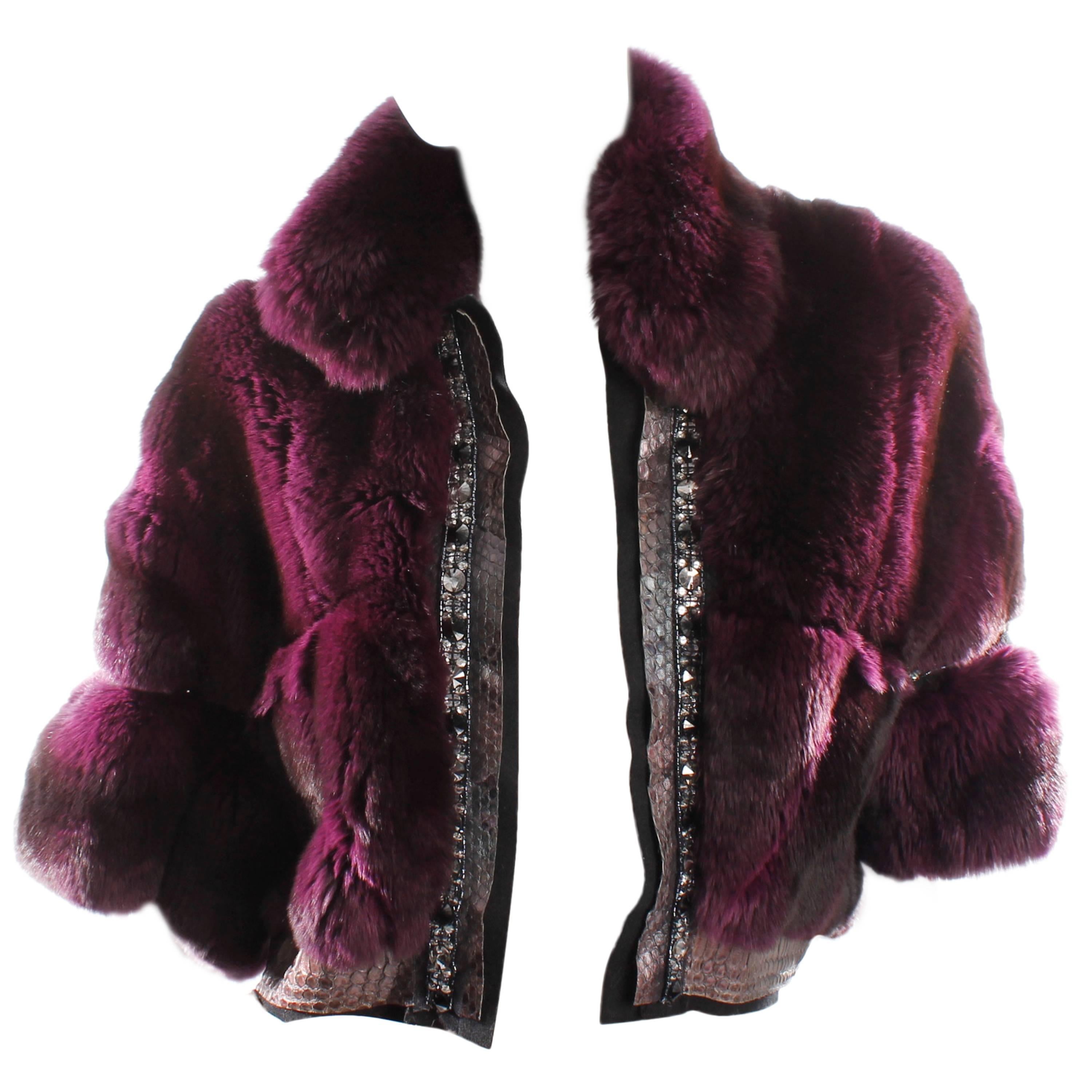 Roberto Cavalli Chinchilla & Python Fur Coat - purple 40th anniversary  For Sale