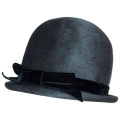 Bobby On the Beat Charcoal Gray 1960's Hat With Velvet Bow 10