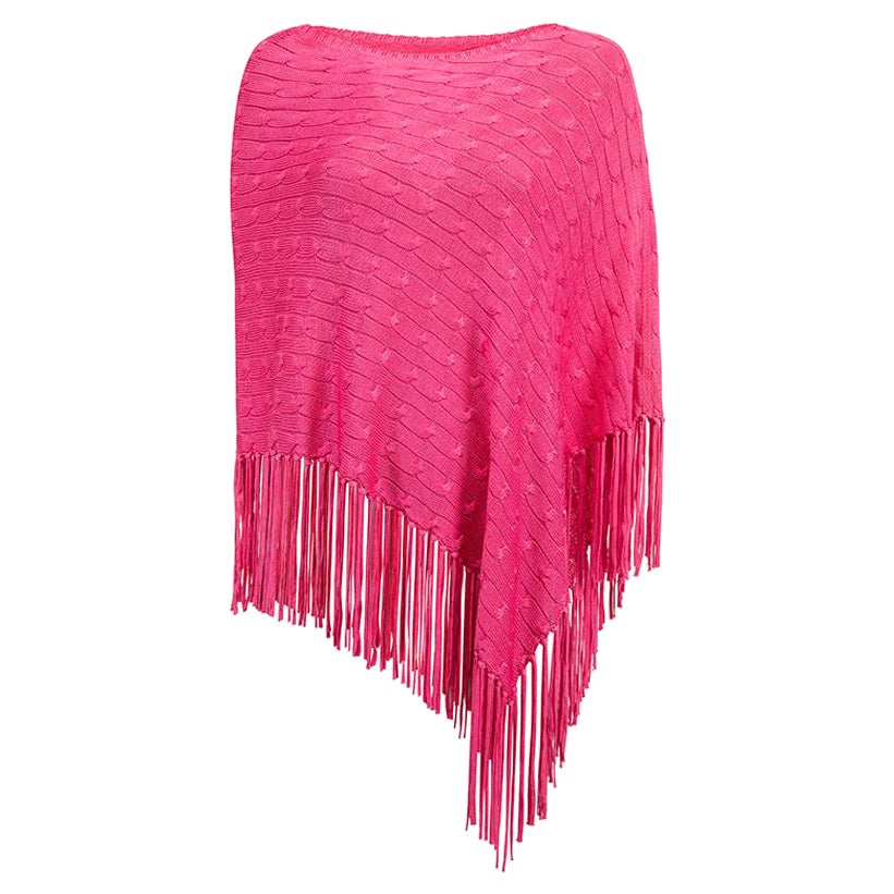 Ralph Lauren Damen-Poncho aus rosa Strick mit Quastendetails im Angebot