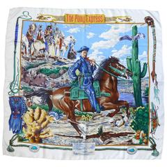 Hermes Vintage 1993 "The Pony Express" Silk Twill Carré Scarf by Kermit Oliver