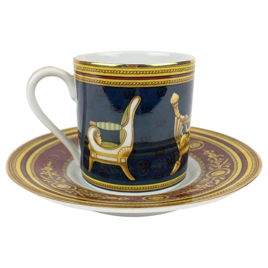 Gucci Vintage Porcelaine Chair Design Coffee Cup and Saucer