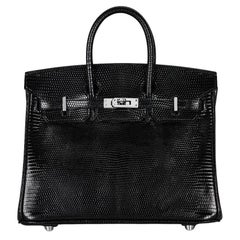 Vintage Hermès Birkin 25cm Noir Lezard Niloticus Lisse PHW