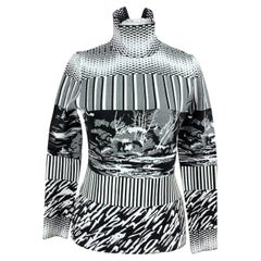 Balenciaga Schwarzer und weißer Polypropylen-Pullover mit hohem Halsausschnitt Größe 38 FR