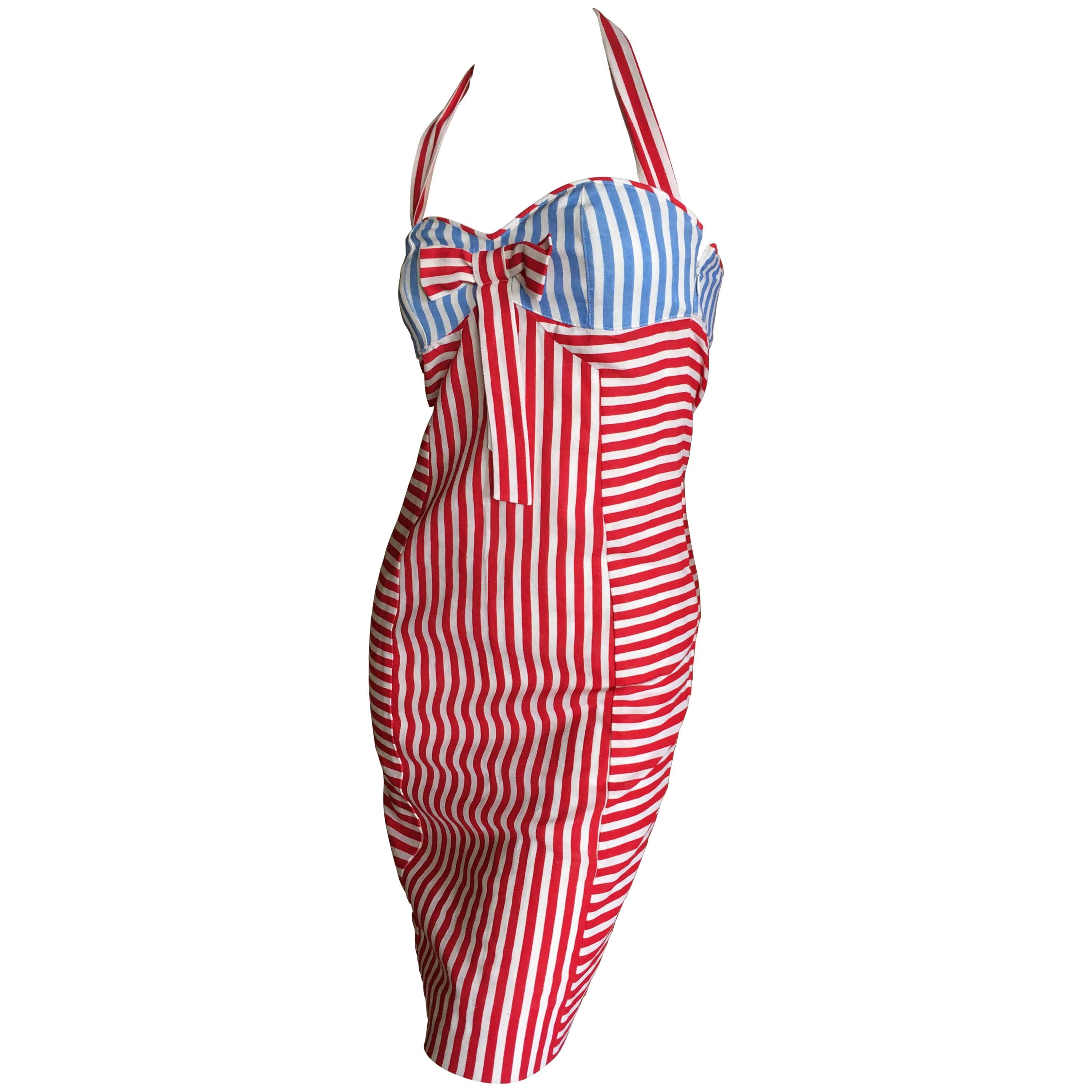 Jean-Charles de Castelbajac Patriotic Stripe Linen Day Dress For Sale