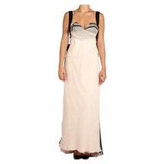 Used 2000S NINA RICCI Pink & Gray Silk Chiffon Deconstructed Gown