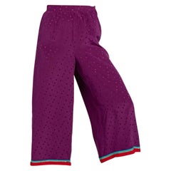 1970S BONAVITA  Purple & Teal Silk Crepe De Chine High Waisted Pants