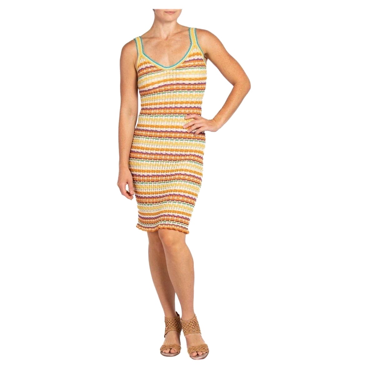 MISSONI Multi Colored Knit Stretch Dress For Sale