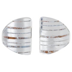 Anne and Frank Vigneri Lucite Clip Earrings with Silver Foil