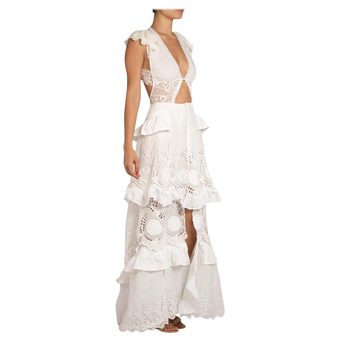 MORPHEW ATELIER White Handmade Lace  Gown For Sale