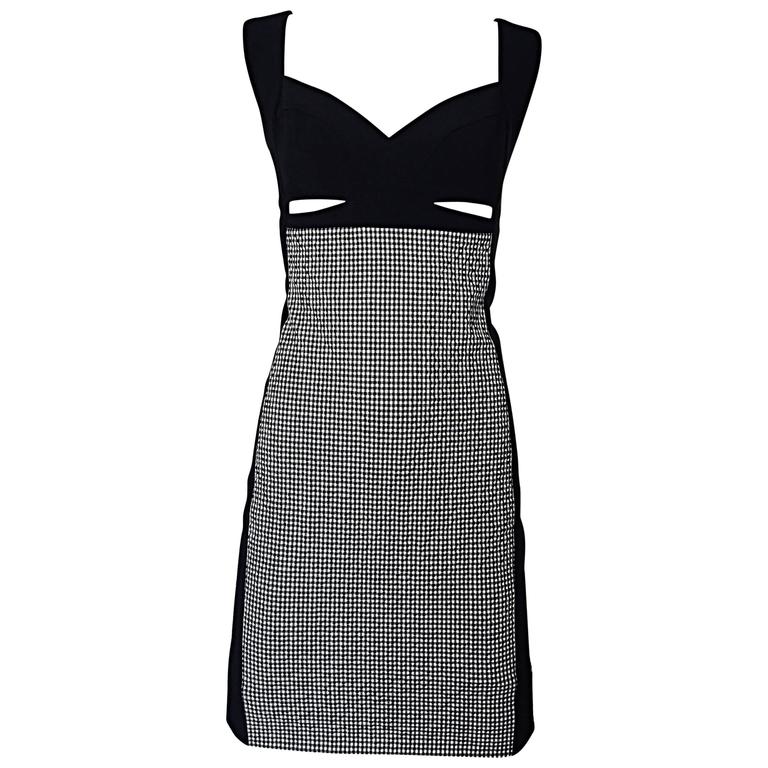 black and white checkered bodycon dress OFF SHOULDER BODYCON Dress main image 0