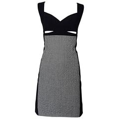 Narcisco Rodriguez Schwarzes und weißes Gingham-Laufstegkleid mit Cut-Out Größe 42 / 6