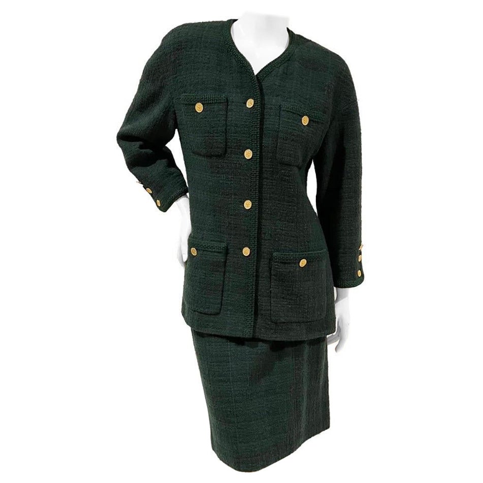 Chanel Forest Green Skirt Suit