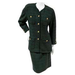 Retro Chanel Forest Green Skirt Suit