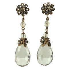 Retro Miriam Haskell Crystal and Pave Drop Earrings