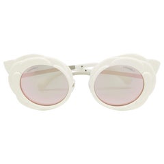 Chanel White 71198 Camellia Round Sunglasses
