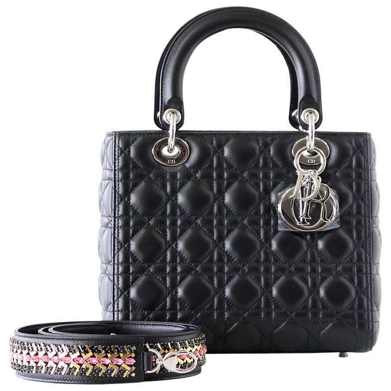 CHRISTIAN DIOR Bag Lady Dior Medium Cannage Embellished Strap  NWT
