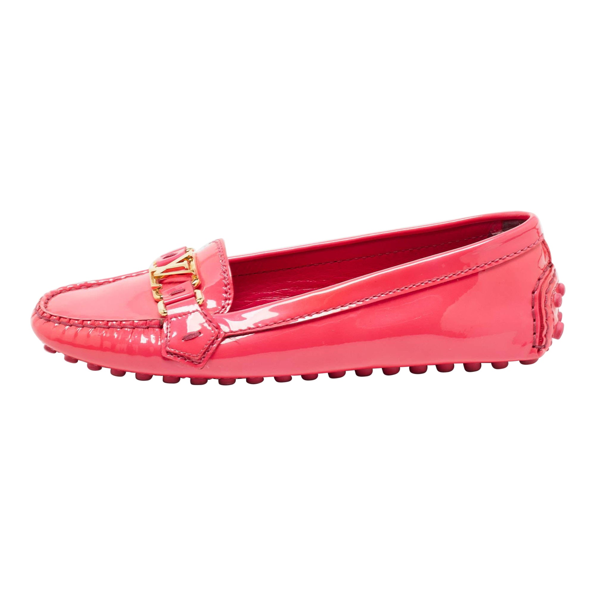 Louis Vuitton Pink Patent Leather Oxford Loafers Size 38