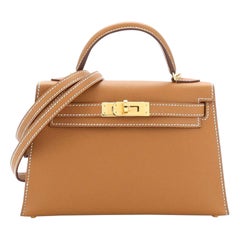 Hermes Kelly Mini II Bag Gold Epsom with Gold Hardware 20