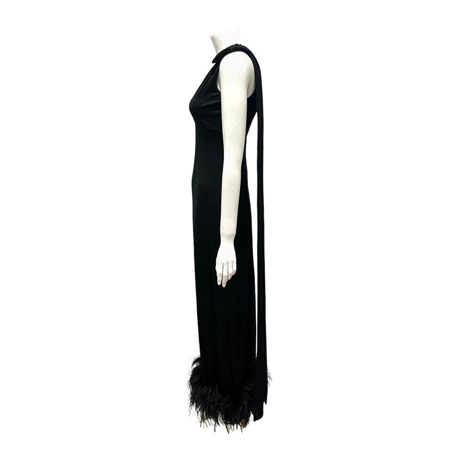 LILLIE RUBIN Evening Gown Feathered Trim For Sale