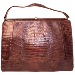 60er Braune Reptilhandtasche  