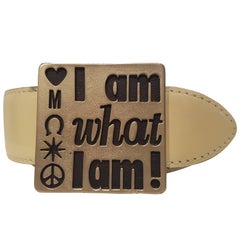 Moschino ""Ich bin das, was ich bin" cremefarbener Ledergürtel NWOT