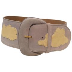 Moschino light blu white clouds NWOT belt 7
