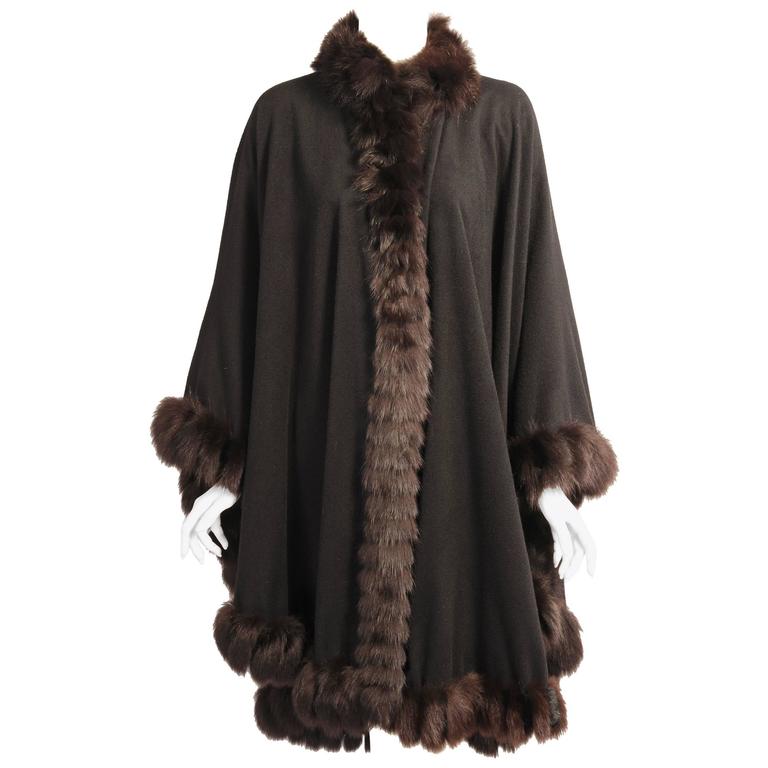 Yves Saint Laurent Fourreres Cashmere and Mink Cape Wrap For Sale at ...