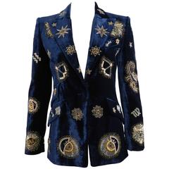 Emilio Pucci Fal 2015 Blue Velvet Zodiac Jacket