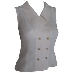 chic chanel sleeveless blouse size xs-s 4