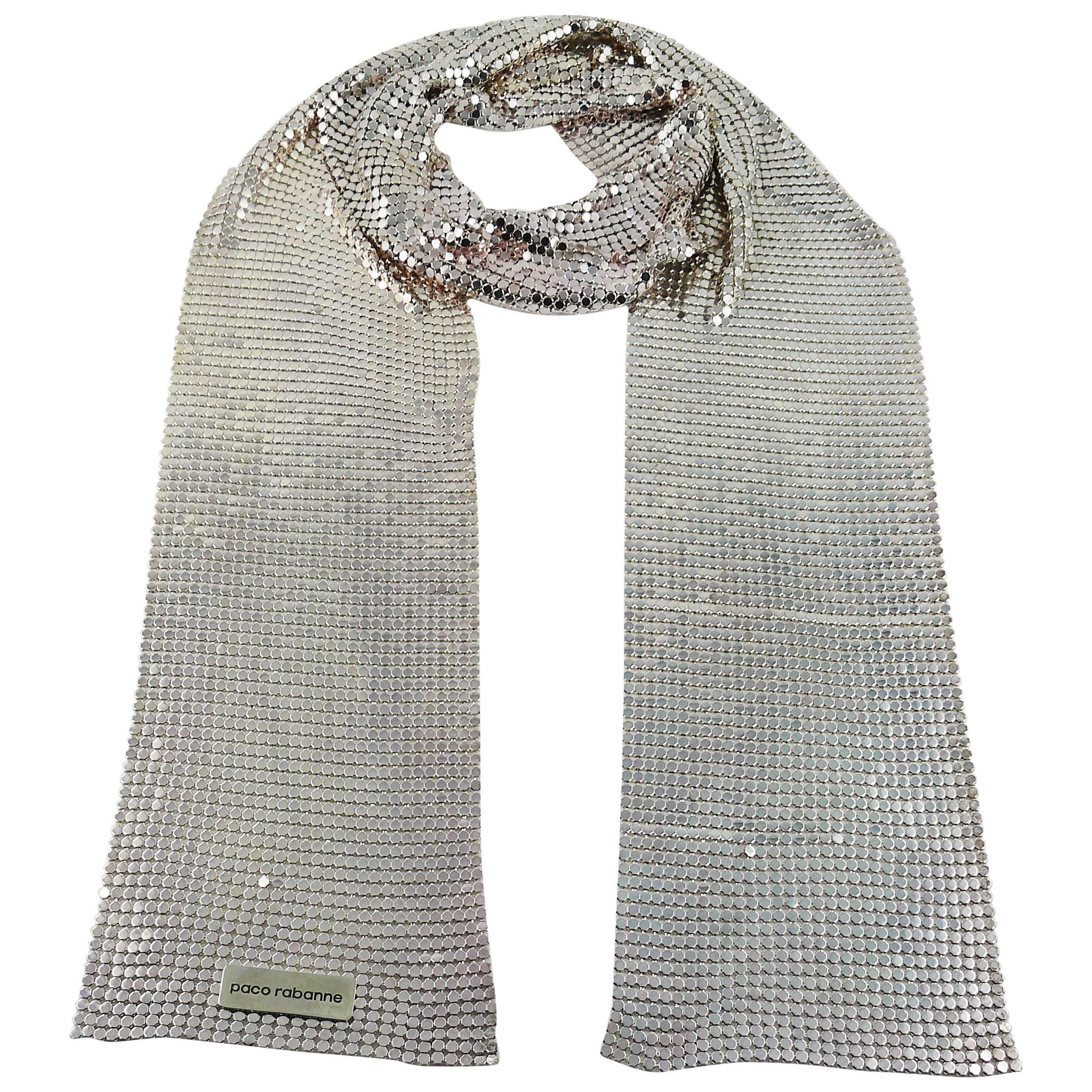 Paco Rabanne Vintage Silver Mesh Jersey Scarf VIP Gift