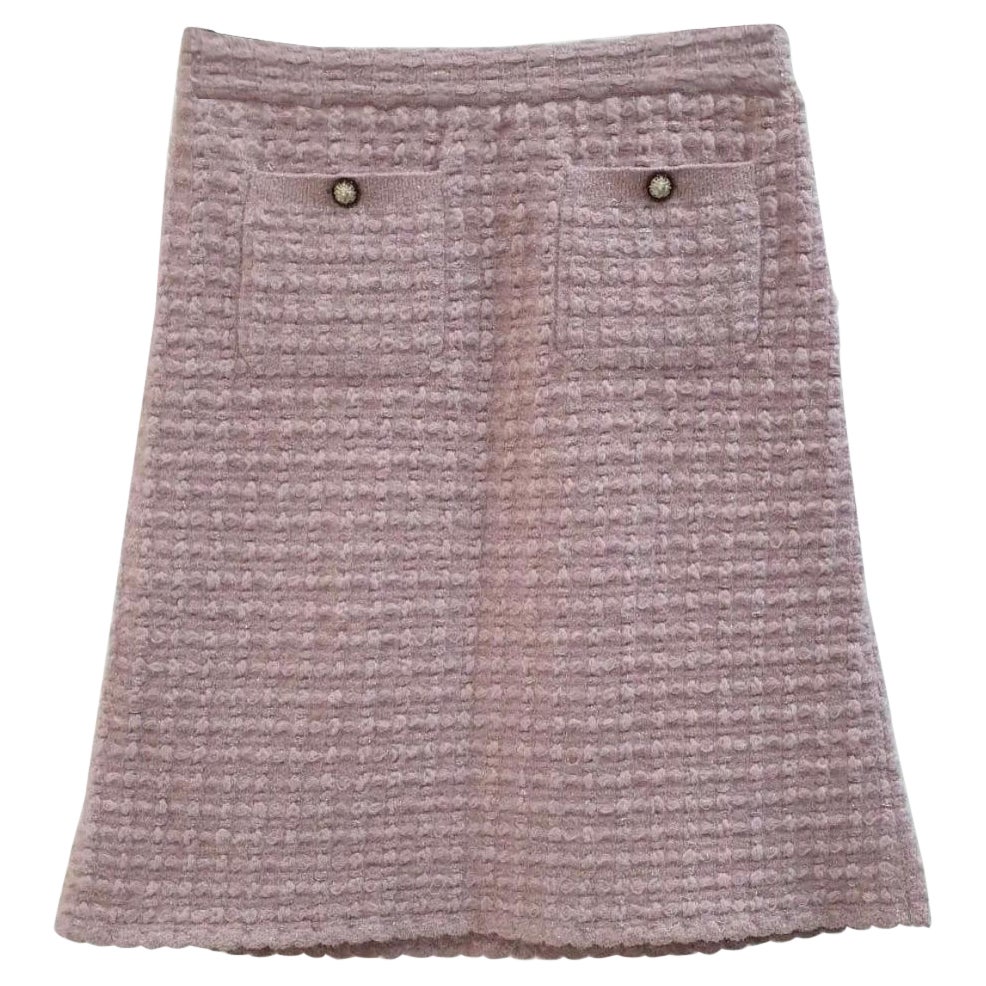 Chanel 2016  Pink Knited Mini Skirt For Sale