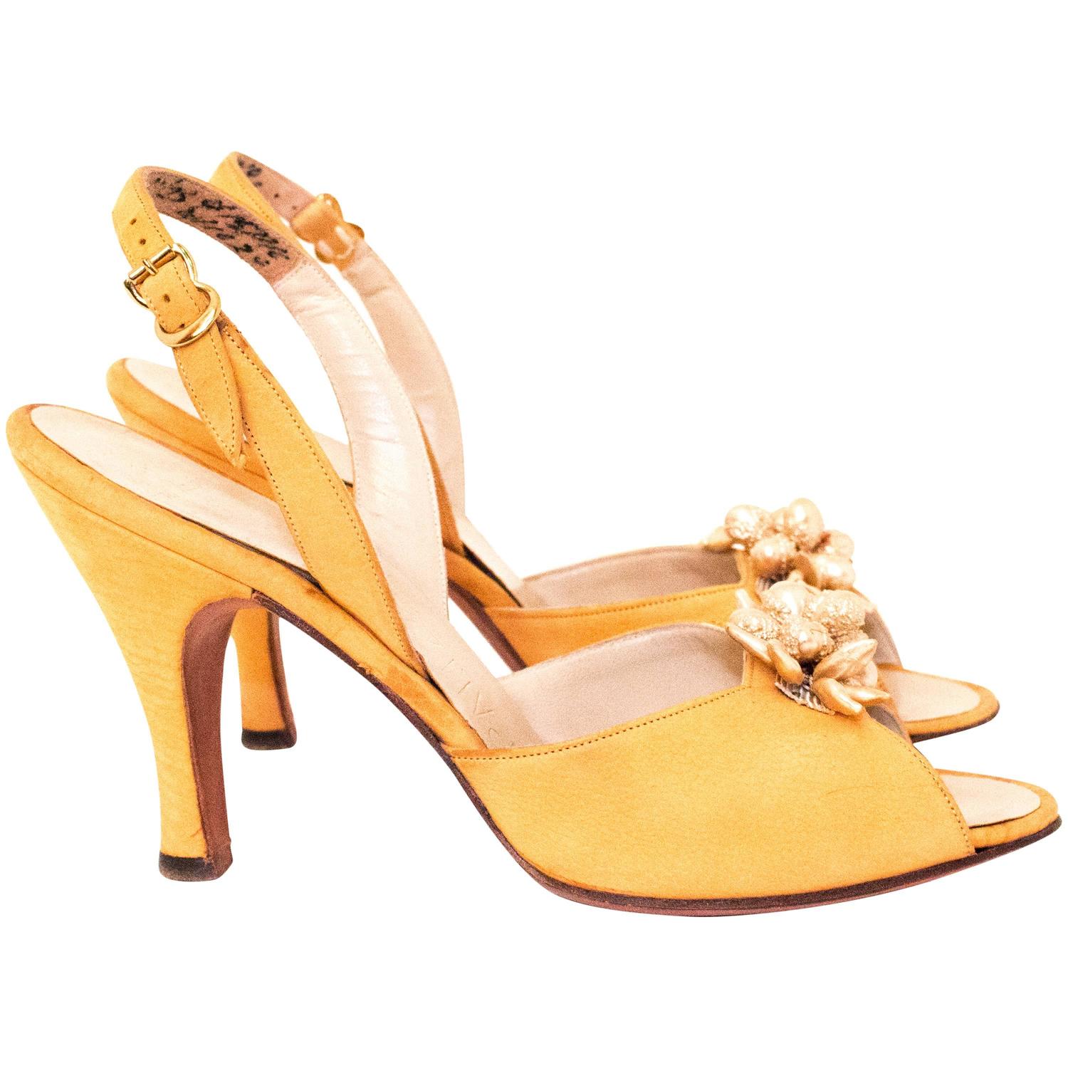 mustard colored high heels