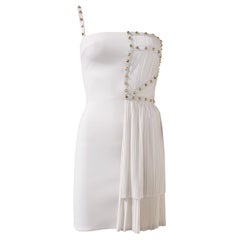 S/S 2012 look # 35 NEW VERSACE ONE SHOULDER WHITE STUDDED DRESS 38 - 2