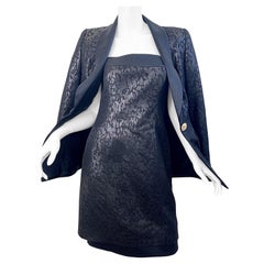 Escada Couture 1990s NWT Black Size 38 Vintage 90s Strapless Dress + Jacket Suit
