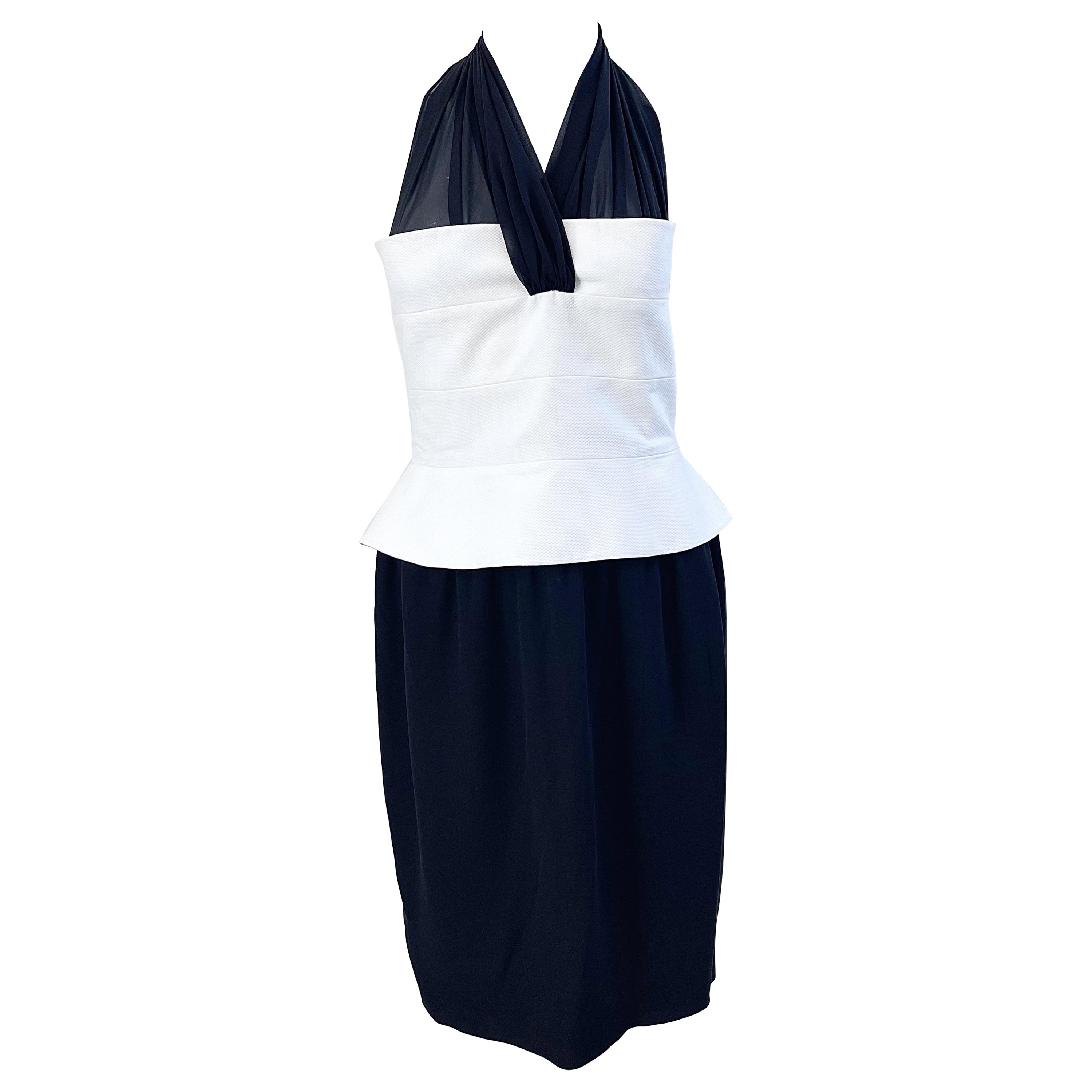 Karl Lagerfeld 1990s Size 42 / 8 Black and White Silk Chiffon Vintage 90s Dress For Sale