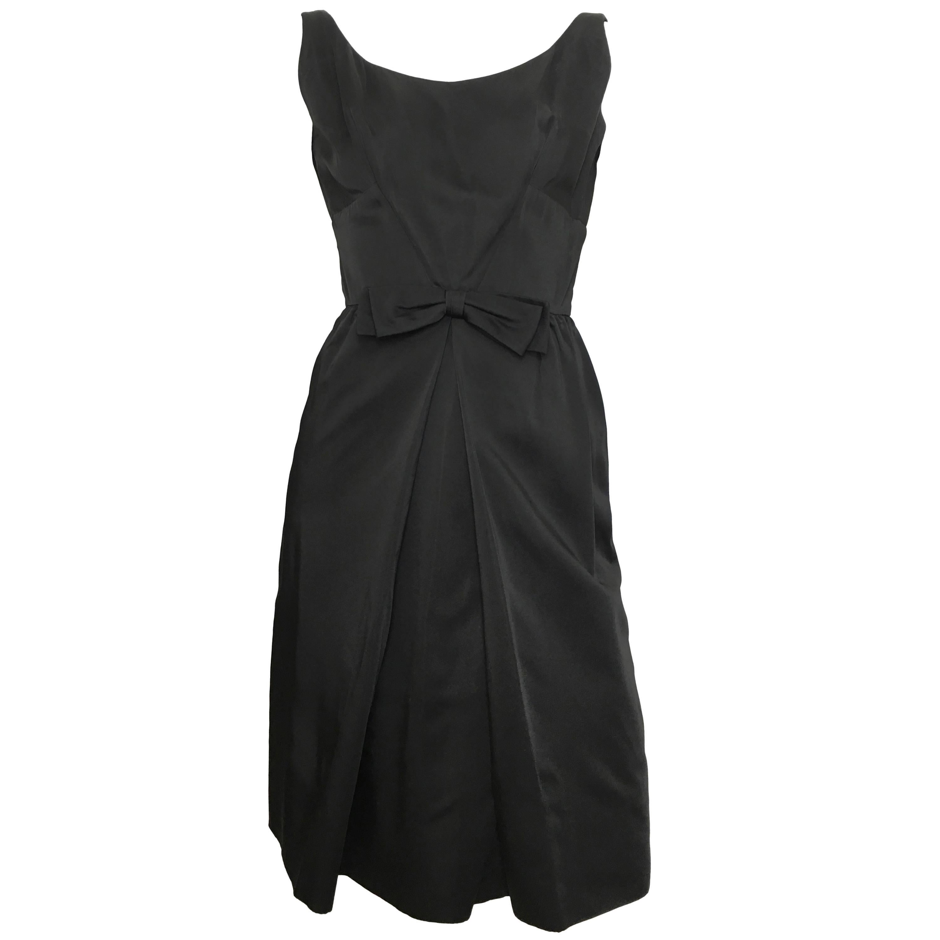 Silk 1950s Little Black Dress Size 4. For Sale