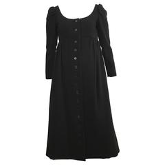 Geoffrey Beene 1960s Black Wool Button Up Dress / Coat Size 4. 5