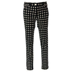 BALENCIAGA Size 4 Black White Cotton & Elastane Checkered Dress Pants