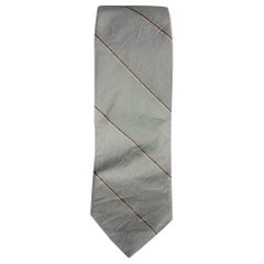 BROOKS BROTHERS Gray Stripe Silk Tie
