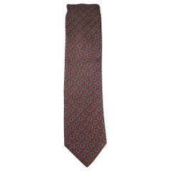 BURBERRY PRORSUM Brown Silk Print Skinny Tie