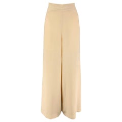 CHLOE - Pantalon de robe à jambes larges en soie crème, taille 8