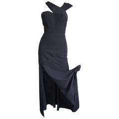 THIERRY MUGLER Double Strap Fitted Cocktail Dress with Slit Detail