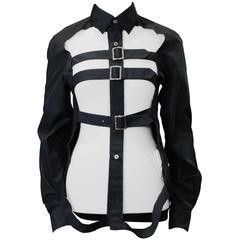 2008 COMME des GARÇONS black cut-out cage shirt